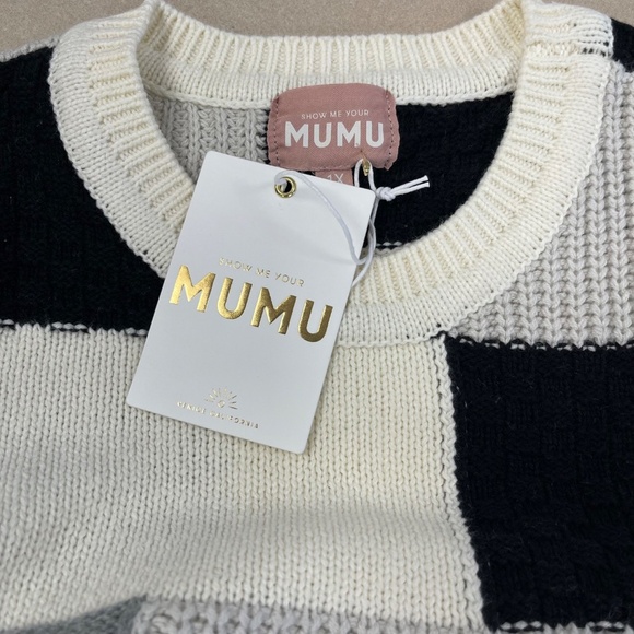 Show Me Your Mumu Black, Grey & Off-White Ember Tunic Sweater - 1X - NWT - Picture 5 of 6